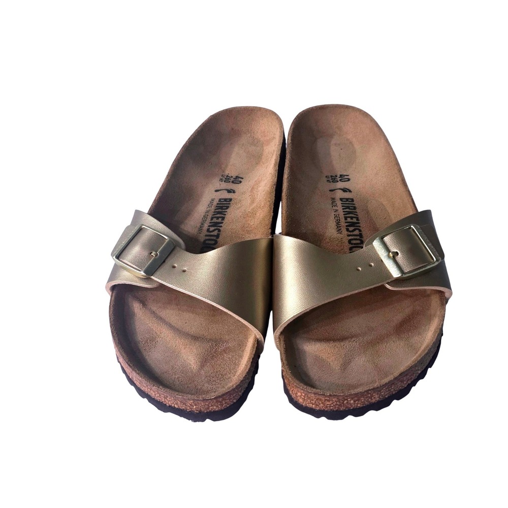 Birkenstock Madrid Buckle Gold Metallic Slide Sandals Women 9 EU 40 Regular